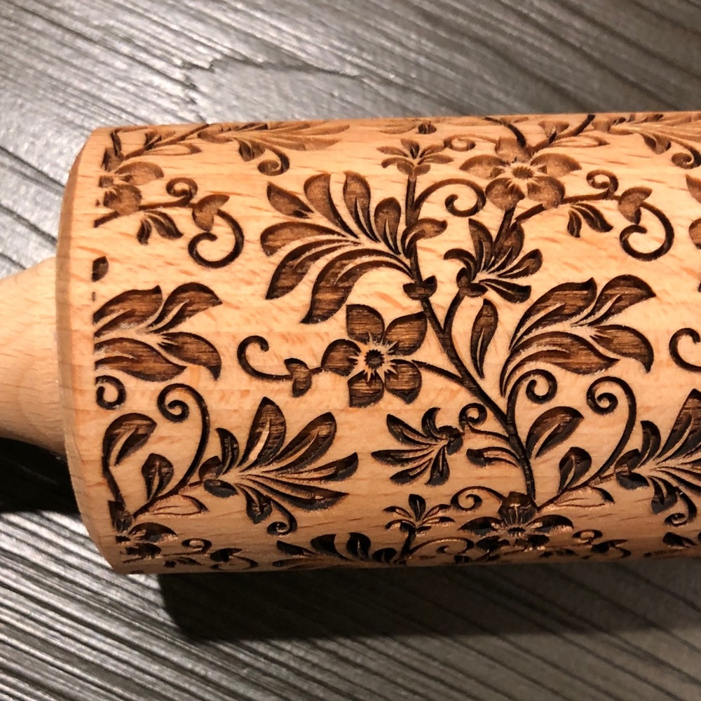 Algis Crafts Embossed Floral Rolling Pin - Picture 4 of 11